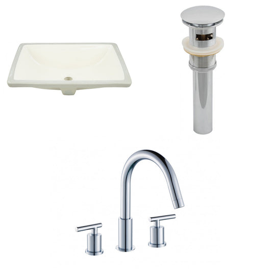 American Imaginations AI-13103 18" Biscuit Rectangular Ceramic Undermount Bathroom Sink Set
