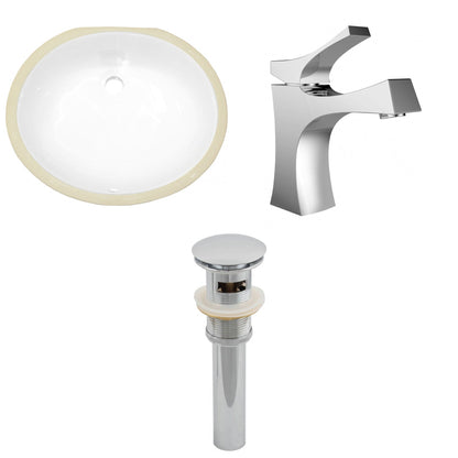 American Imaginations AI-13105 20" White Oval Ceramic Undermount Bathroom Sink Set