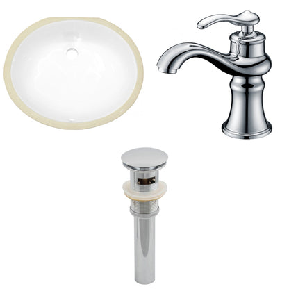 American Imaginations AI-13109 20" White Oval Ceramic Undermount Bathroom Sink Set