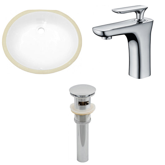 American Imaginations AI-13119 20" White Oval Ceramic Undermount Bathroom Sink Set
