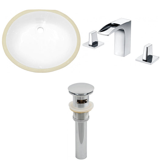 American Imaginations AI-13125 20" White Oval Ceramic Undermount Bathroom Sink Set