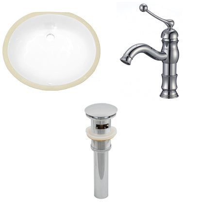 American Imaginations AI-13127 20" White Oval Ceramic Undermount Bathroom Sink Set
