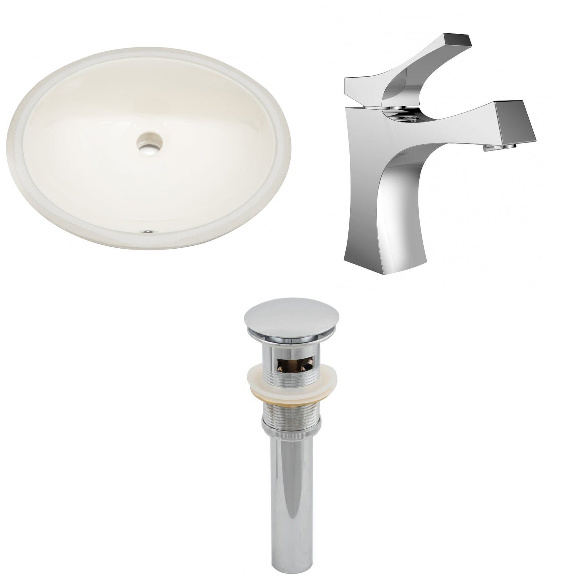 American Imaginations AI-13135 20" Biscuit Oval Ceramic Undermount Bathroom Sink Set