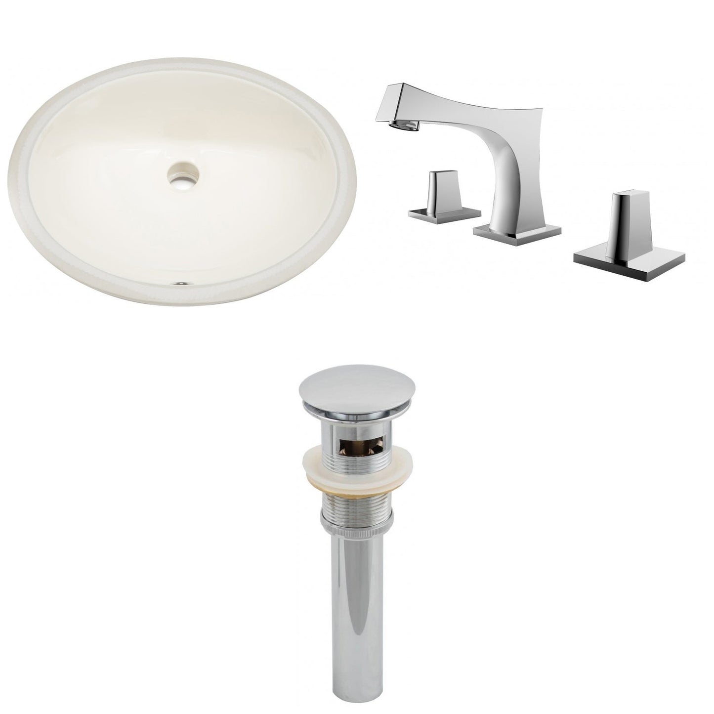 American Imaginations AI-13137 20" Biscuit Oval Ceramic Undermount Bathroom Sink Set