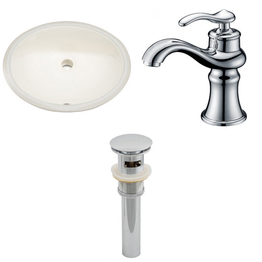 American Imaginations AI-13139 20" Biscuit Oval Ceramic Undermount Bathroom Sink Set