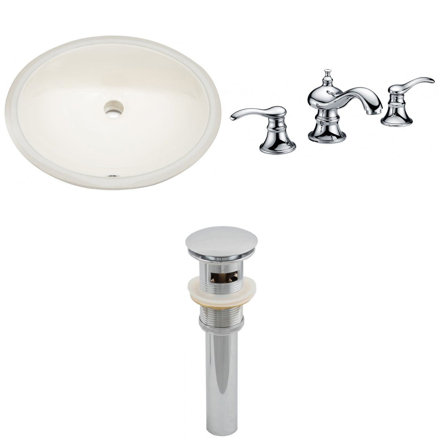American Imaginations AI-13143 20" Biscuit Oval Ceramic Undermount Bathroom Sink Set