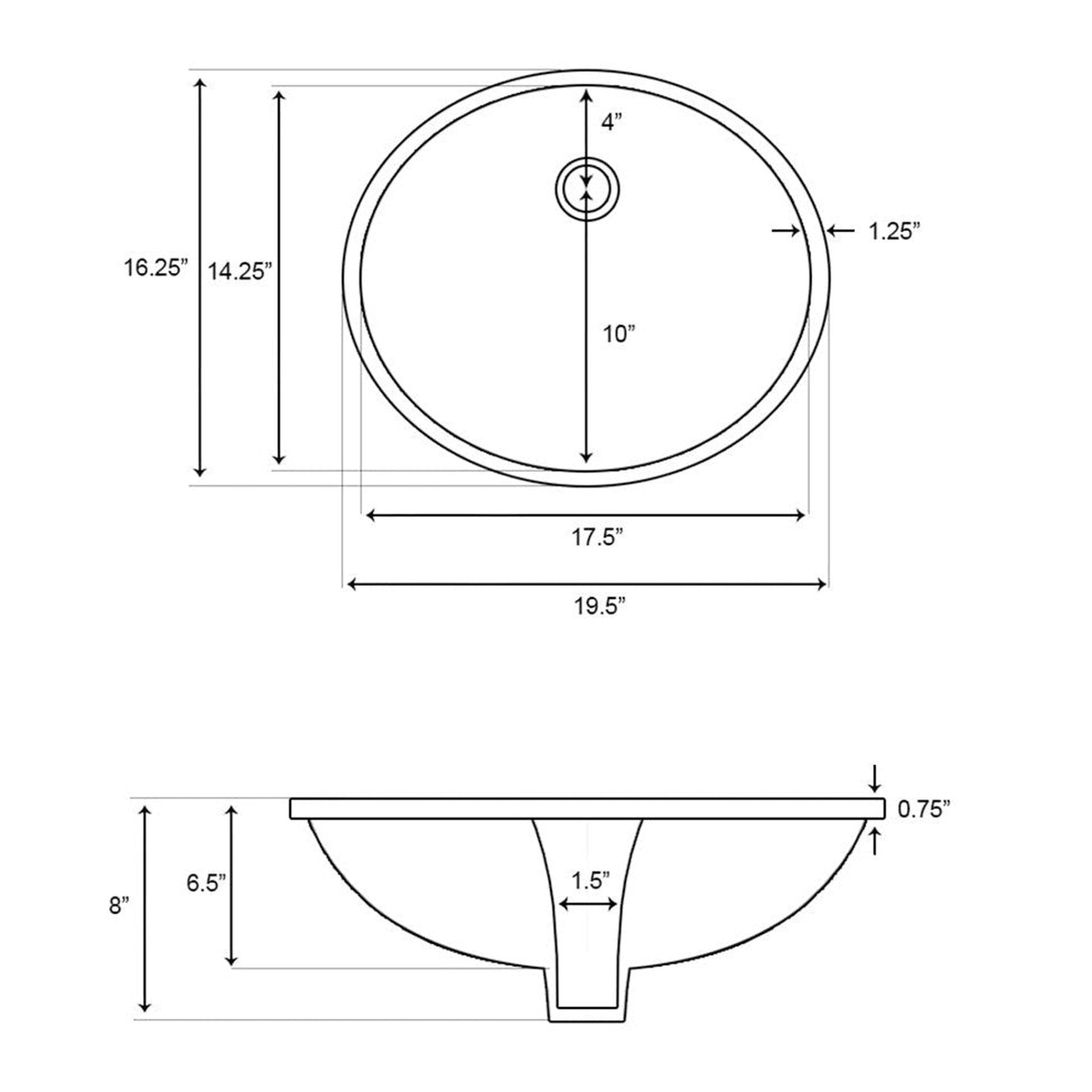 American Imaginations AI-13145 20" Biscuit Oval Ceramic Undermount Bathroom Sink Set