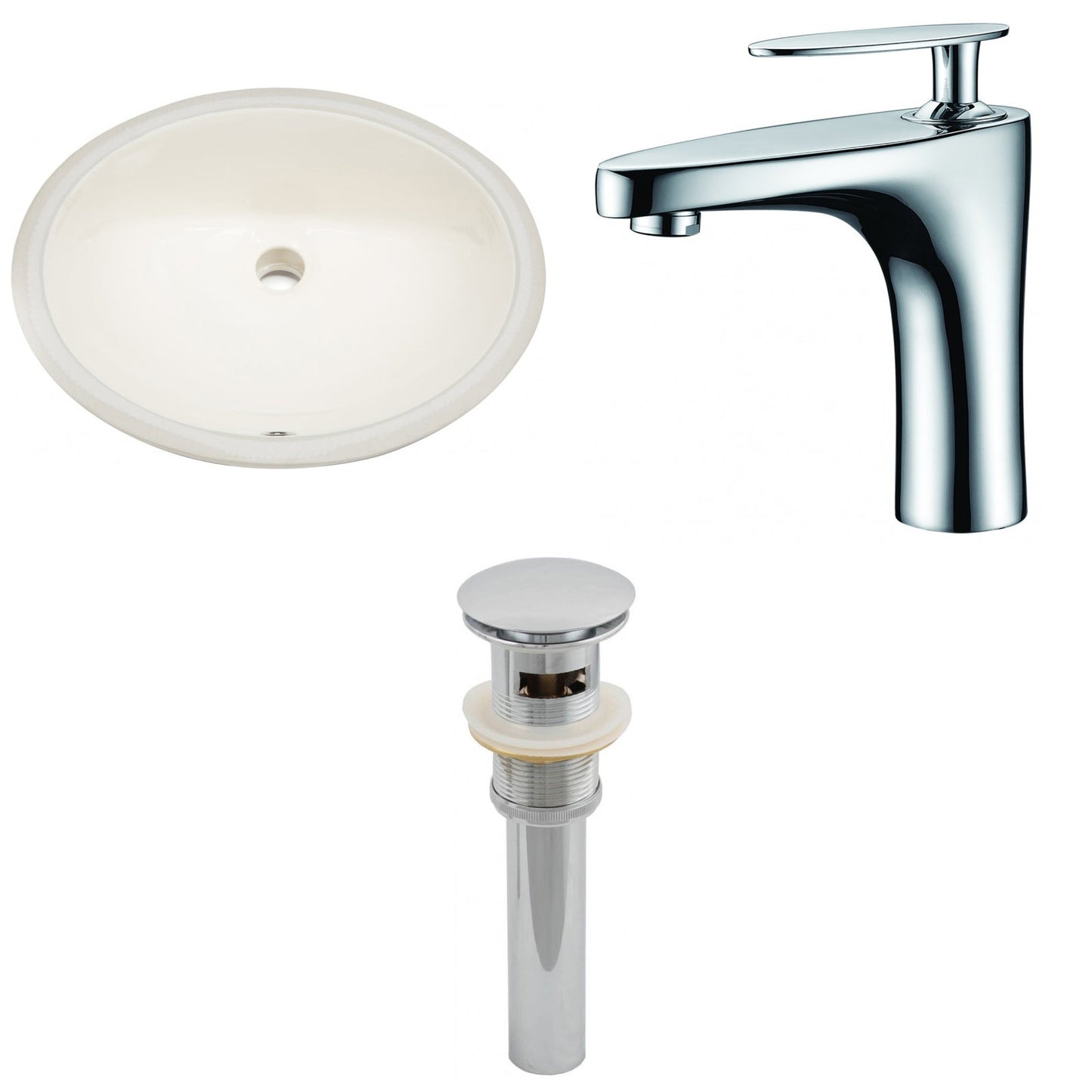 American Imaginations AI-13145 20" Biscuit Oval Ceramic Undermount Bathroom Sink Set