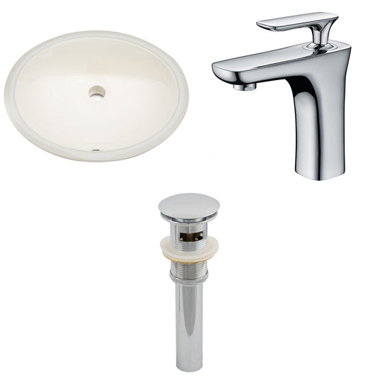 American Imaginations AI-13149 20" Biscuit Oval Ceramic Undermount Bathroom Sink Set