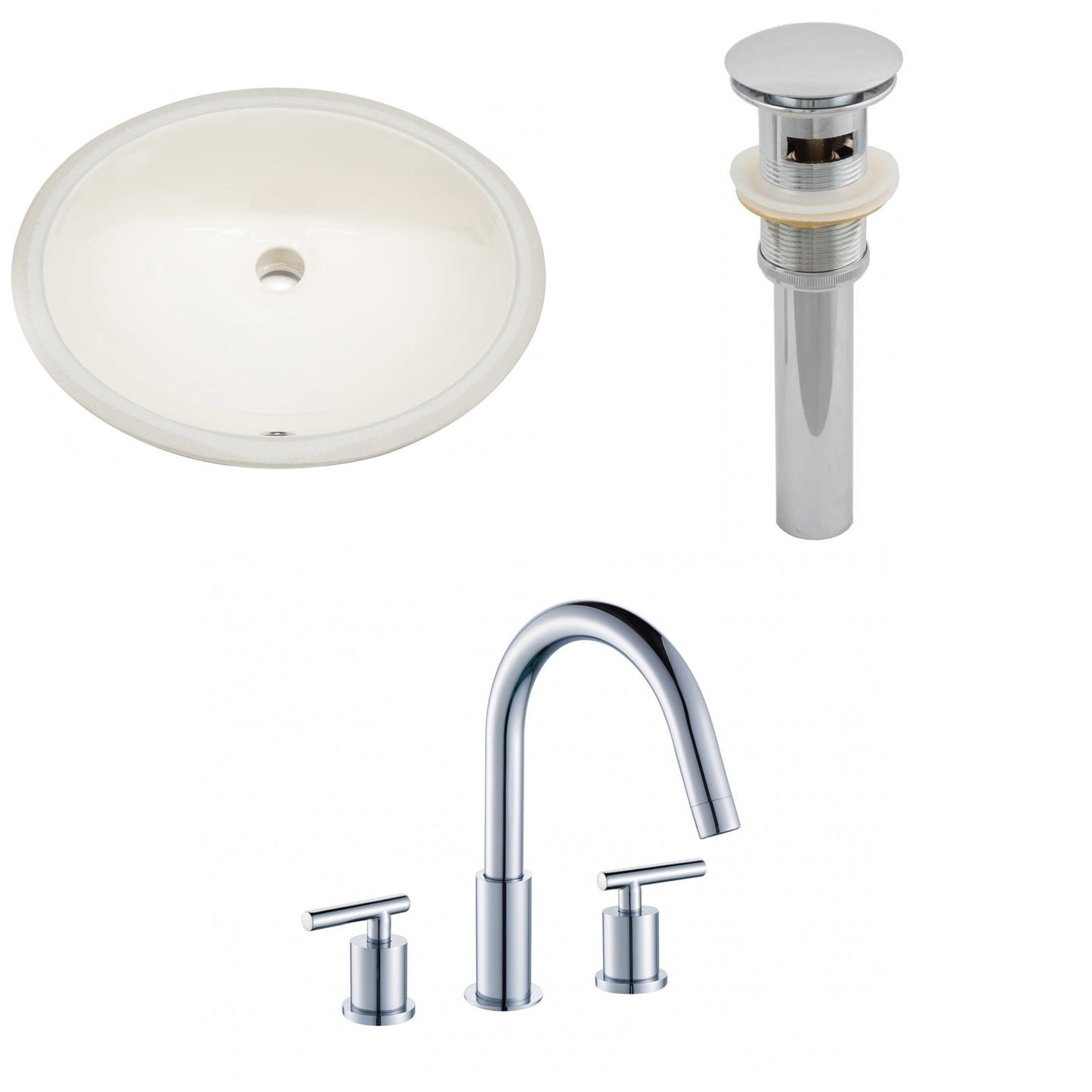 American Imaginations AI-13163 20" Biscuit Oval Ceramic Undermount Bathroom Sink Set