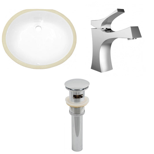 American Imaginations AI-13225 20" White Oval Ceramic Undermount Bathroom Sink Set