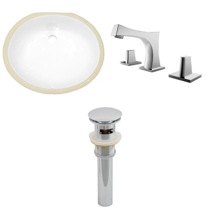American Imaginations AI-13226 20" White Oval Ceramic Undermount Bathroom Sink Set