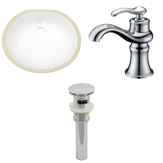 American Imaginations AI-13227 20" White Oval Ceramic Undermount Bathroom Sink Set