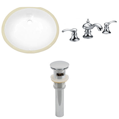 American Imaginations AI-13229 20" White Oval Ceramic Undermount Bathroom Sink Set