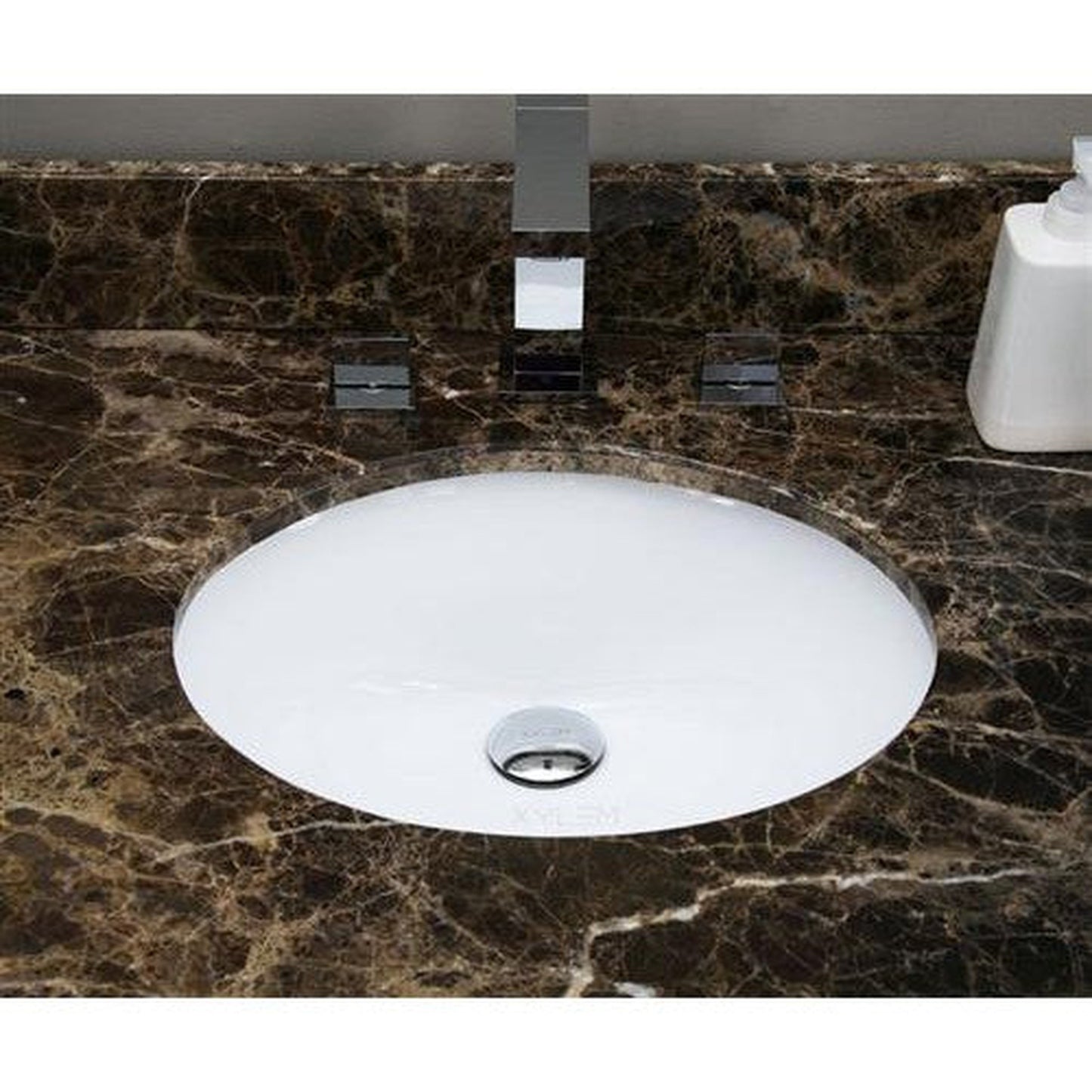 American Imaginations AI-13230 20" White Oval Ceramic Undermount Bathroom Sink Set