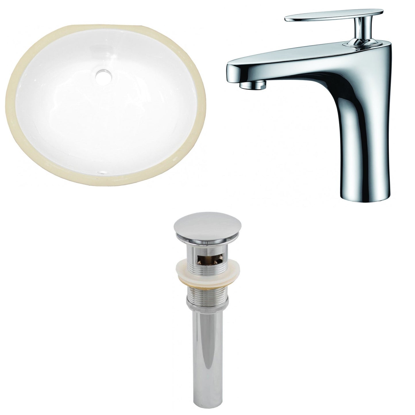 American Imaginations AI-13230 20" White Oval Ceramic Undermount Bathroom Sink Set