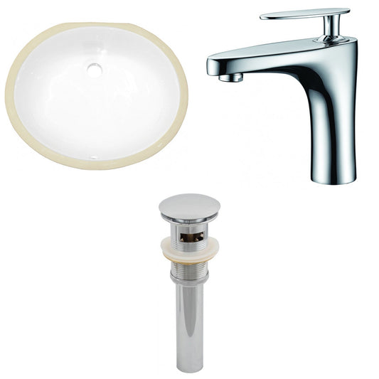 American Imaginations AI-13230 20" White Oval Ceramic Undermount Bathroom Sink Set