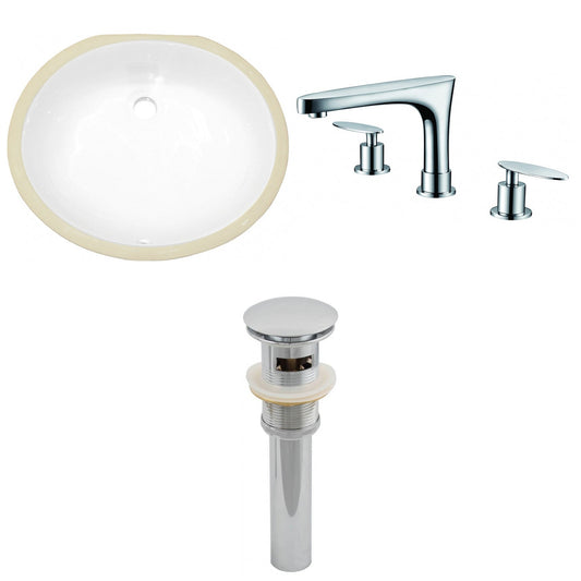 American Imaginations AI-13231 20" White Oval Ceramic Undermount Bathroom Sink Set
