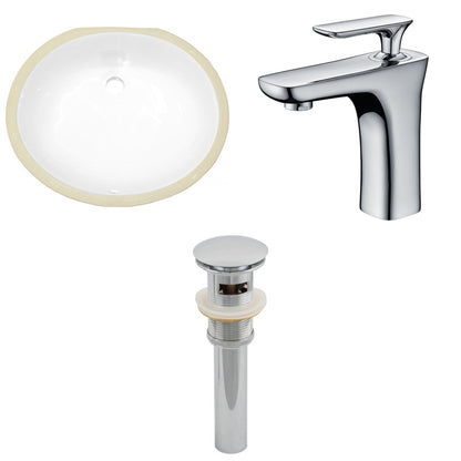 American Imaginations AI-13232 20" White Oval Ceramic Undermount Bathroom Sink Set