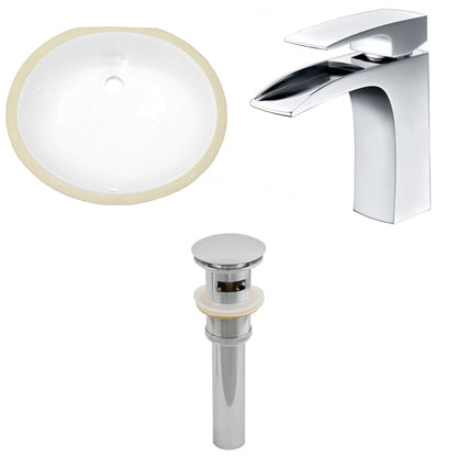 American Imaginations AI-13234 20" White Oval Ceramic Undermount Bathroom Sink Set