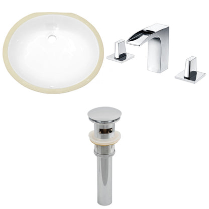 American Imaginations AI-13235 20" White Oval Ceramic Undermount Bathroom Sink Set