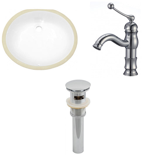 American Imaginations AI-13236 20" White Oval Ceramic Undermount Bathroom Sink Set