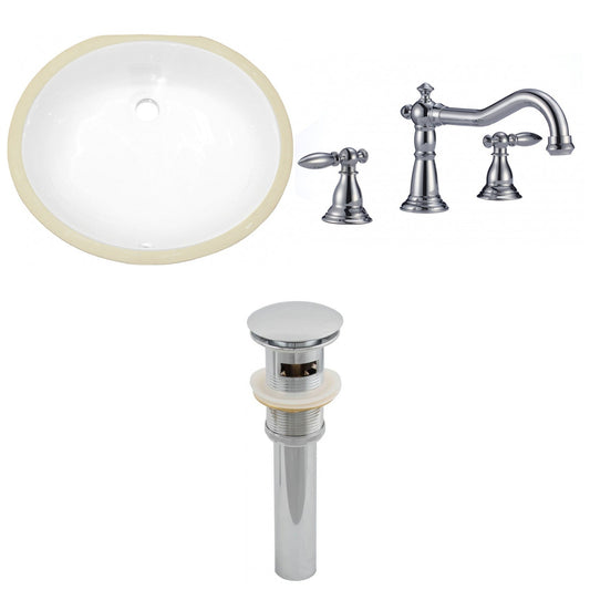 American Imaginations AI-13238 20" White Oval Ceramic Undermount Bathroom Sink Set