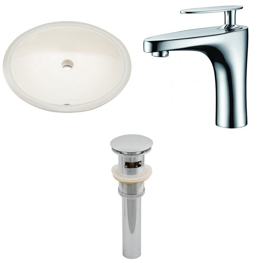American Imaginations AI-13245 20" Biscuit Oval Ceramic Undermount Bathroom Sink Set