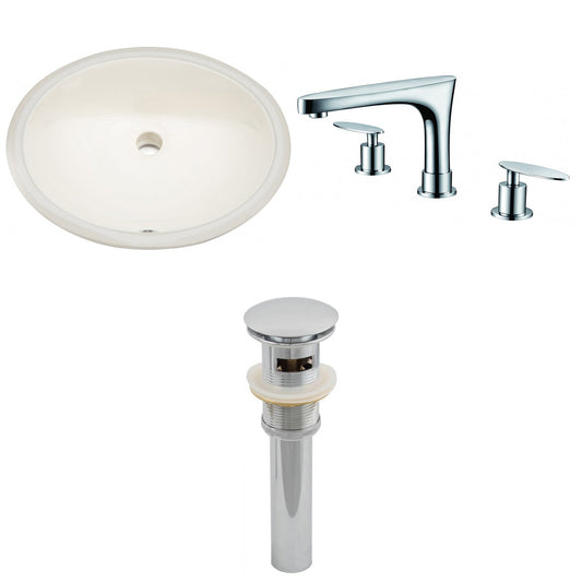 American Imaginations AI-13246 20" Biscuit Oval Ceramic Undermount Bathroom Sink Set