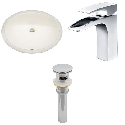 American Imaginations AI-13249 20" Biscuit Oval Ceramic Undermount Bathroom Sink Set