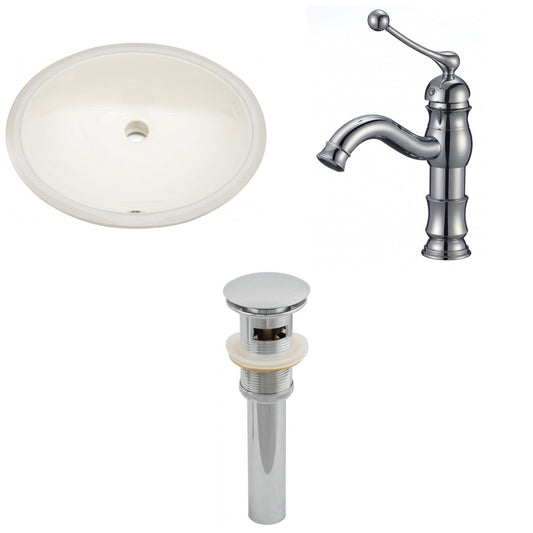 American Imaginations AI-13251 20" Biscuit Oval Ceramic Undermount Bathroom Sink Set