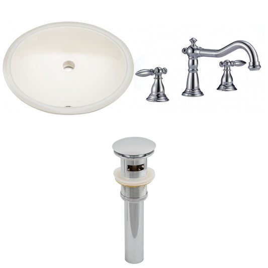 American Imaginations AI-13253 20" Biscuit Oval Ceramic Undermount Bathroom Sink Set