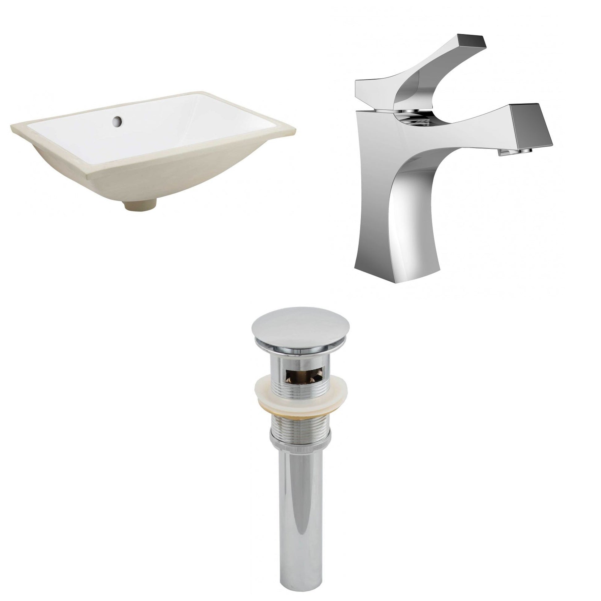American Imaginations AI-13255 21" White Rectangular Ceramic Undermount Bathroom Sink Set