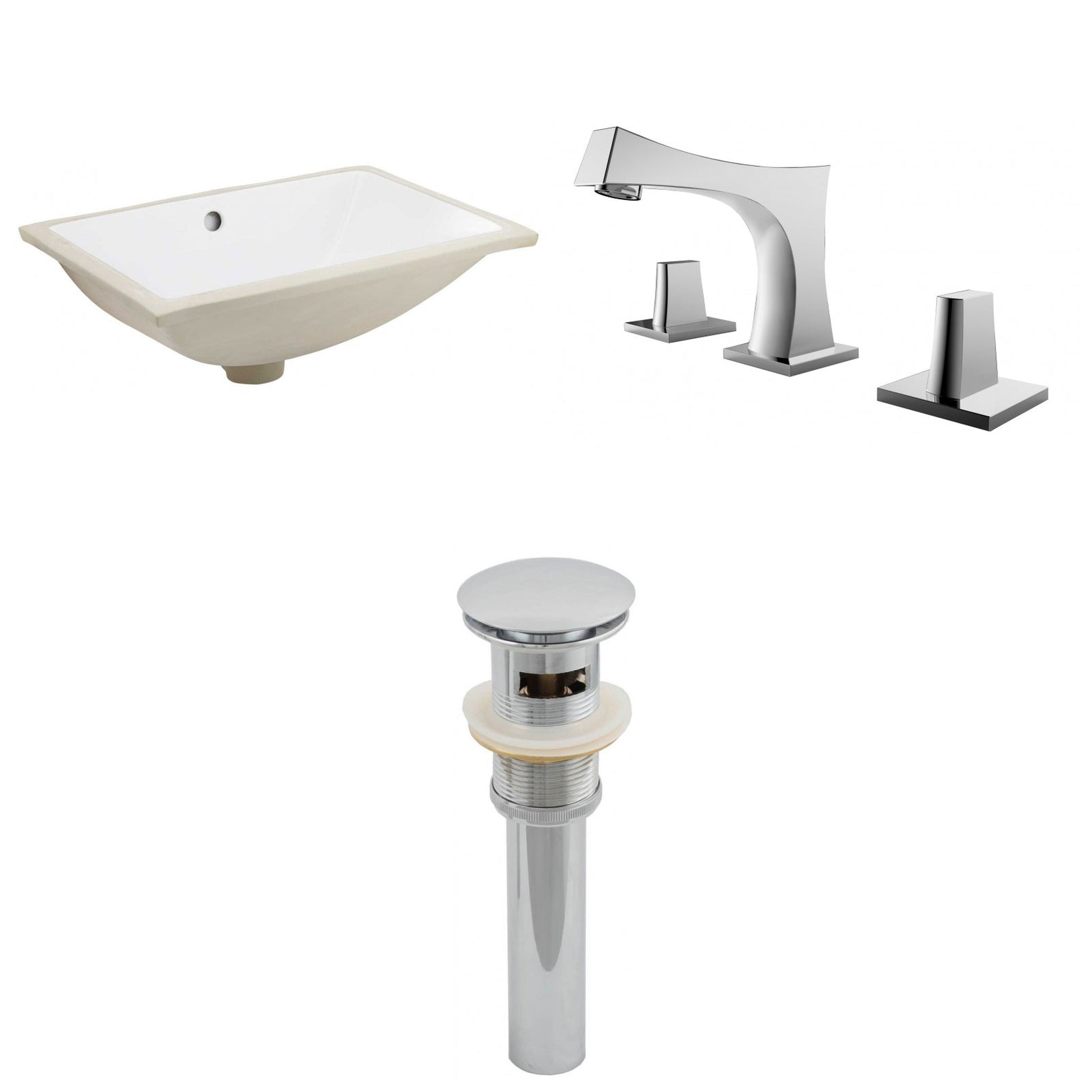American Imaginations AI-13256 21" White Rectangular Ceramic Undermount Bathroom Sink Set