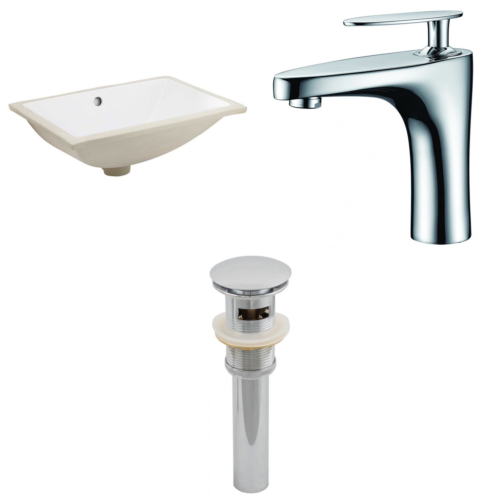 American Imaginations AI-13260 21" White Rectangular Ceramic Undermount Bathroom Sink Set