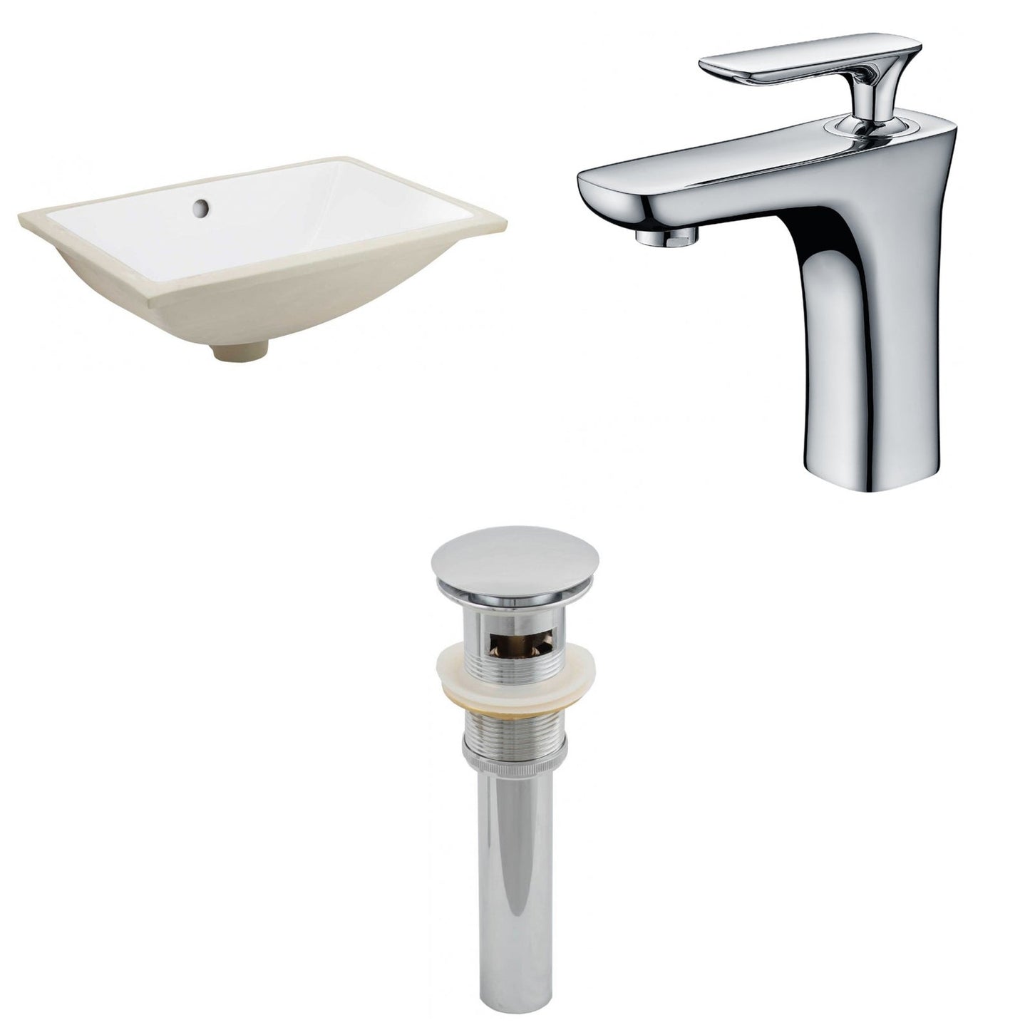 American Imaginations AI-13262 21" White Rectangular Ceramic Undermount Bathroom Sink Set