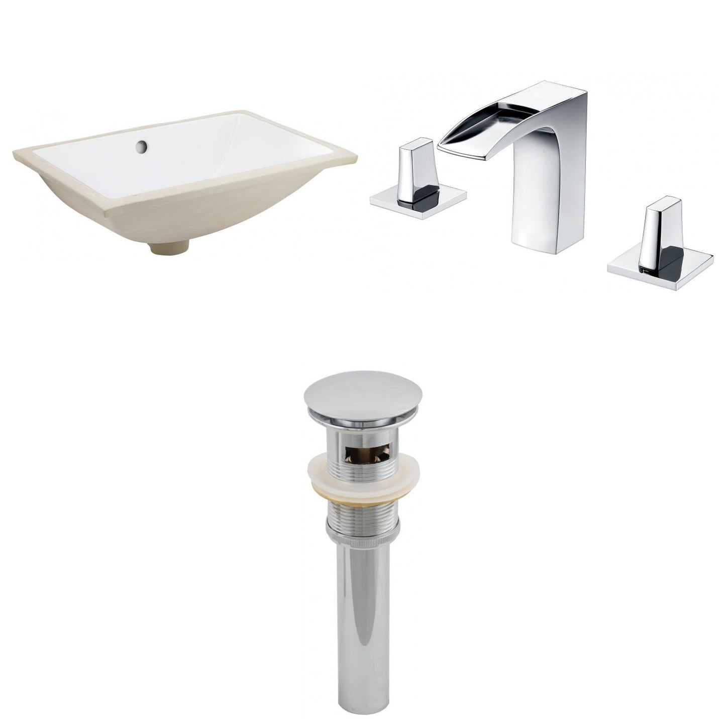 American Imaginations AI-13265 21" White Rectangular Ceramic Undermount Bathroom Sink Set