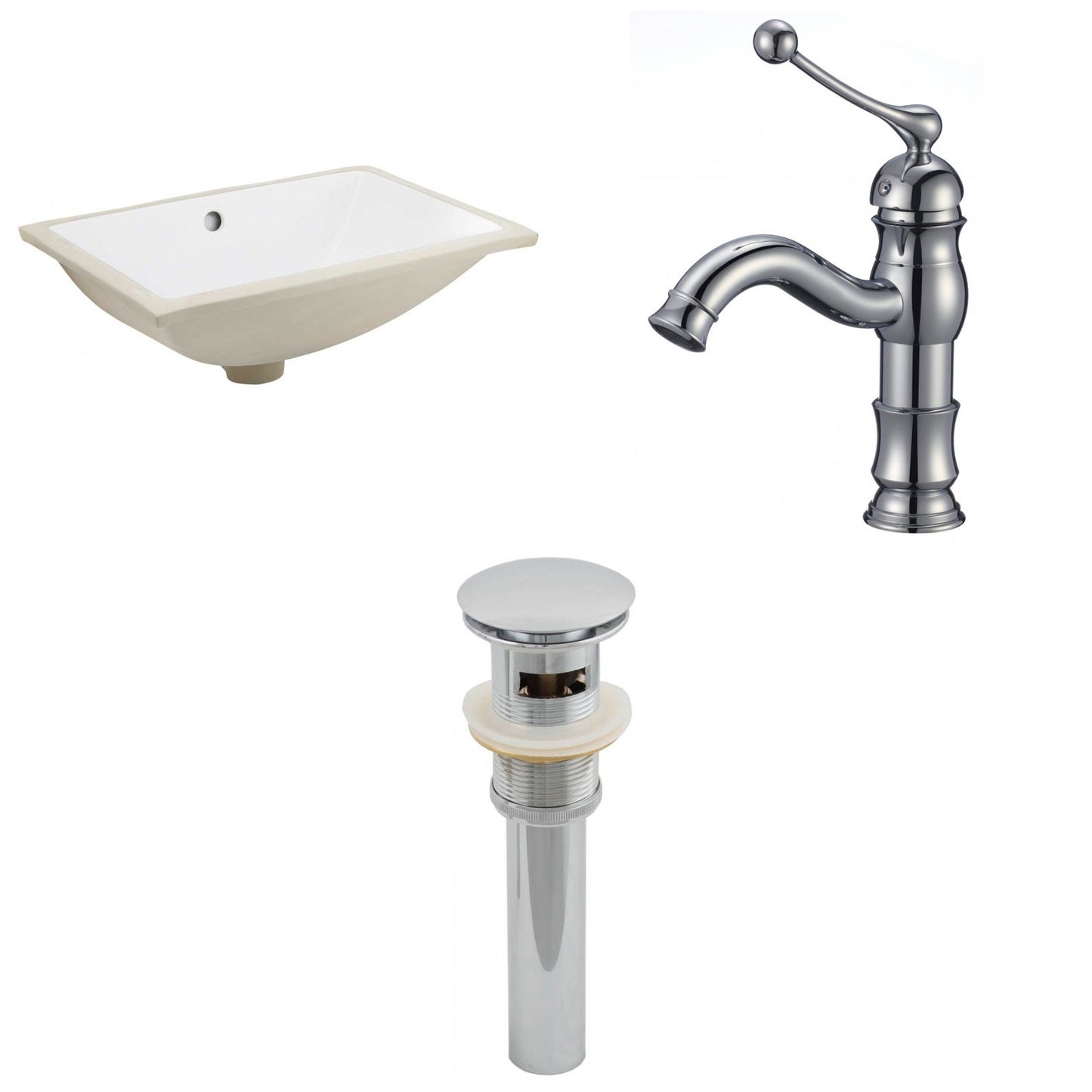 American Imaginations AI-13266 21" White Rectangular Ceramic Undermount Bathroom Sink Set