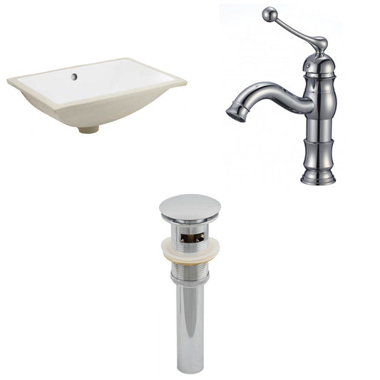 American Imaginations AI-13266 21" White Rectangular Ceramic Undermount Bathroom Sink Set