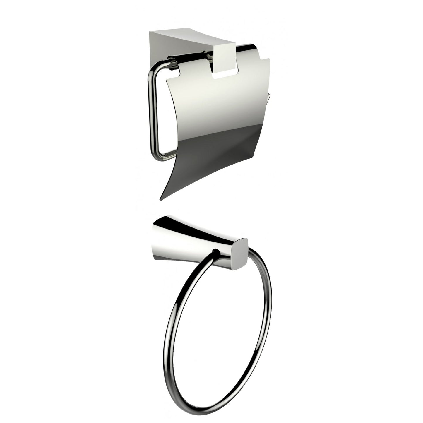 American Imaginations AI-13324 7" Chrome Rectangular Wall Mount Modern Bathroom Accessory Set