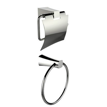 American Imaginations AI-13324 7" Chrome Rectangular Wall Mount Modern Bathroom Accessory Set