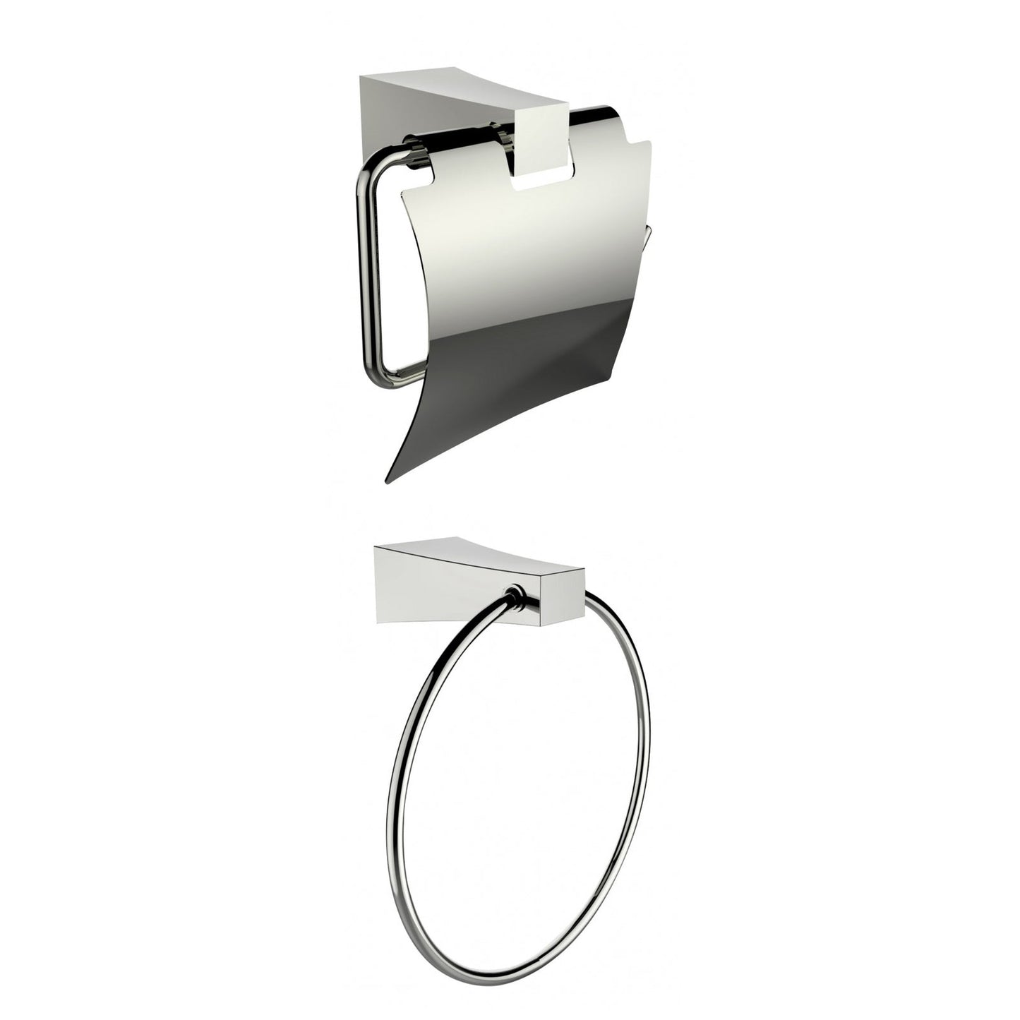 American Imaginations AI-13325 7" Chrome Rectangular Wall Mount Modern Bathroom Accessory Set