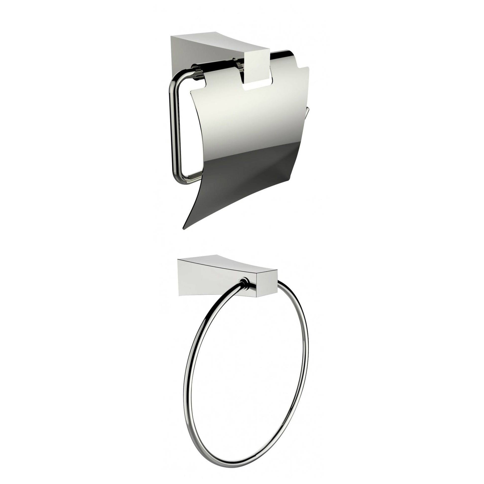 American Imaginations AI-13325 7" Chrome Rectangular Wall Mount Modern Bathroom Accessory Set