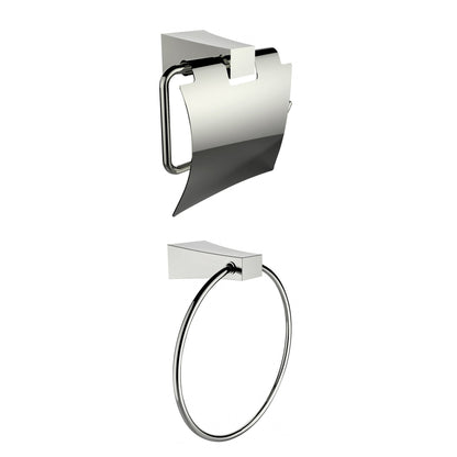American Imaginations AI-13325 7" Chrome Rectangular Wall Mount Modern Bathroom Accessory Set