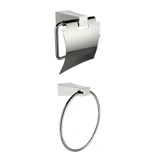 American Imaginations AI-13325 7" Chrome Rectangular Wall Mount Modern Bathroom Accessory Set
