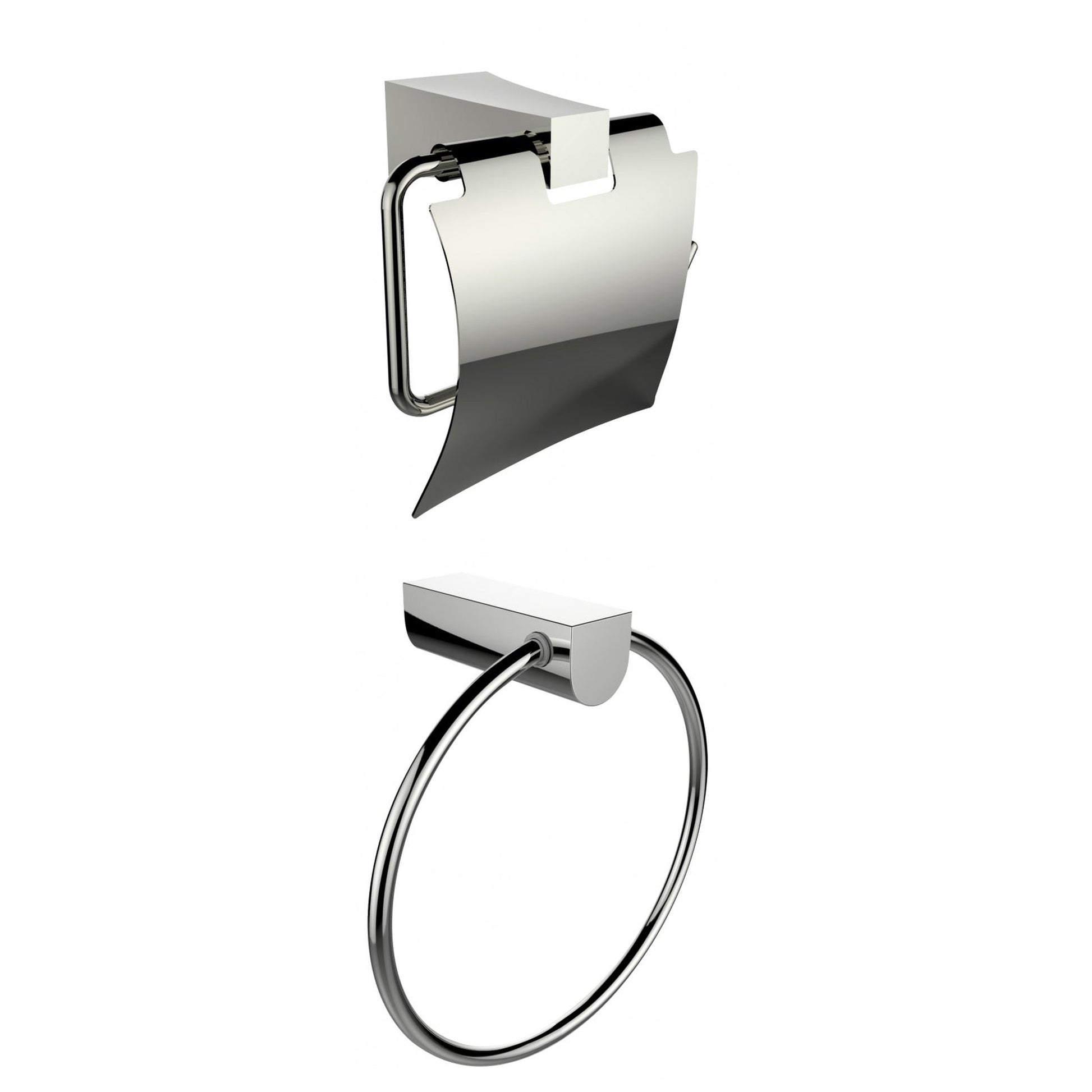 American Imaginations AI-13326 7" Chrome Rectangular Wall Mount Modern Bathroom Accessory Set