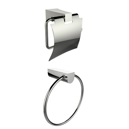 American Imaginations AI-13326 7" Chrome Rectangular Wall Mount Modern Bathroom Accessory Set