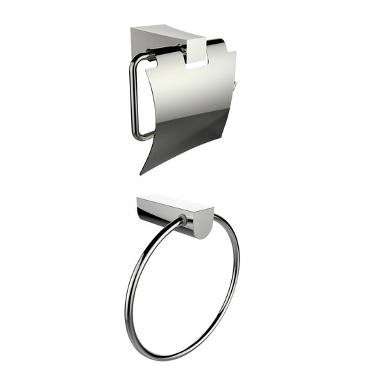 American Imaginations AI-13326 7" Chrome Rectangular Wall Mount Modern Bathroom Accessory Set
