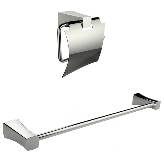 American Imaginations AI-13327 25" Chrome Rectangular Wall Mount Modern Bathroom Accessory Set