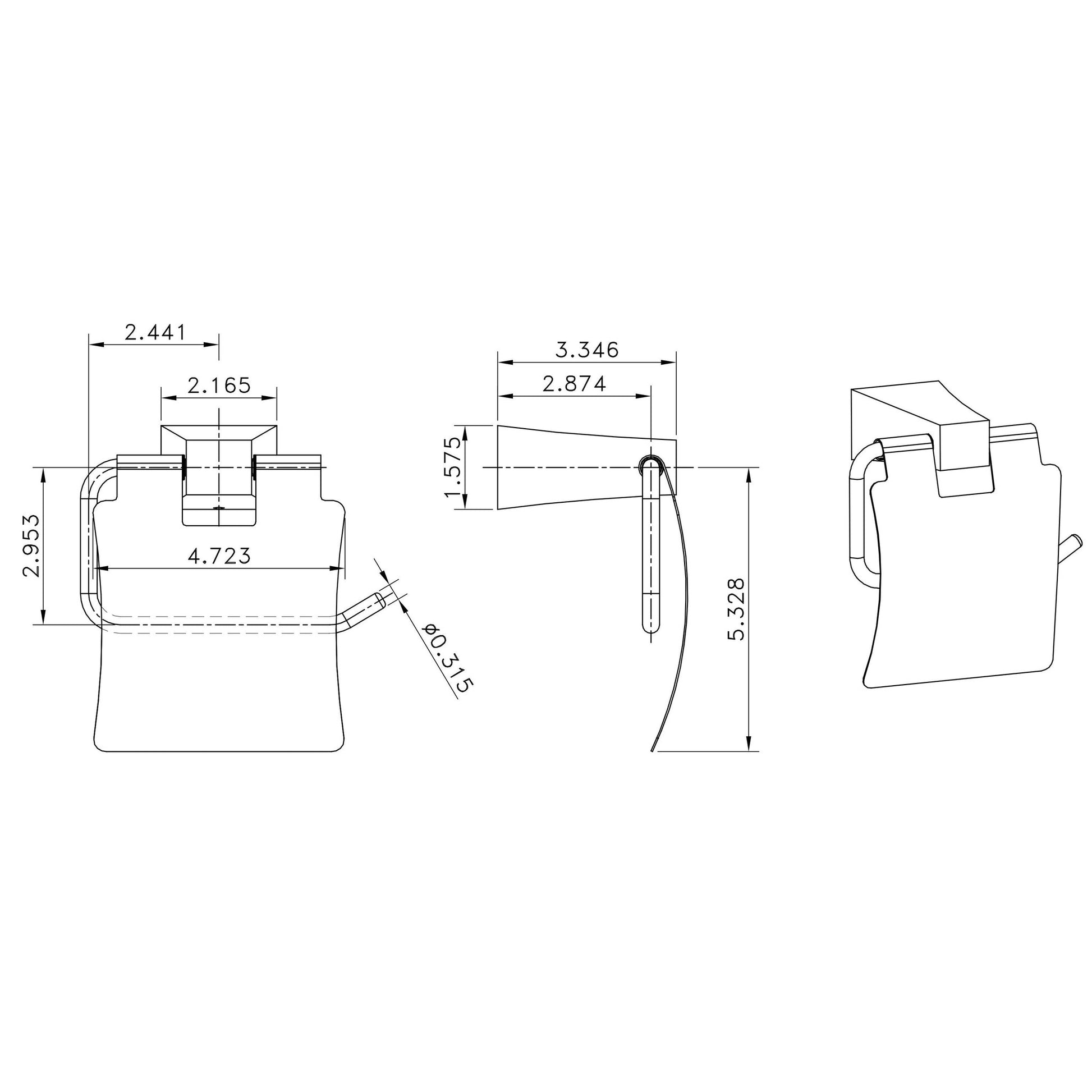 American Imaginations AI-13329 24" Chrome Rectangular Wall Mount Modern Bathroom Accessory Set